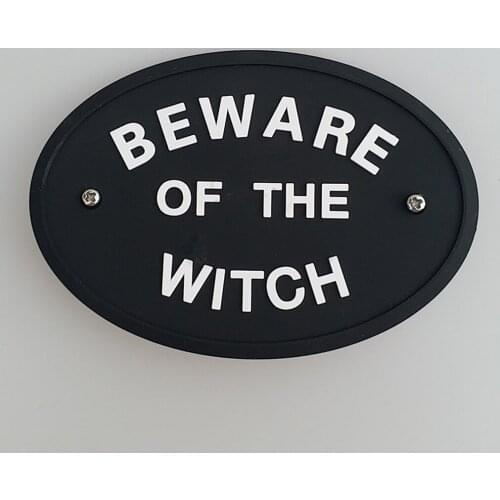 BEWARE OF THE WITCH Warning Sign Wall Door Plaque Halloween Decoration for Garden House Home Party Decor
