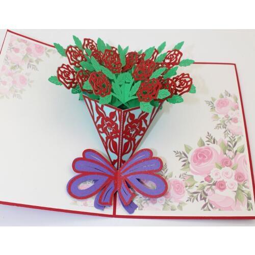 5 Types 3D Paper-cut Carnation Sunflower Lily Tulips Paper Greeting Cards PostCard Teachers' Mothers Day Wedding Birthday Gift