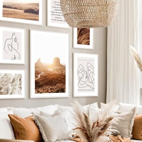 Monument Valley Reed Meadow Quote Nordic Poster Abstract One Line Wall Art Prints Canvas Painting Decor Pictures For Living Room