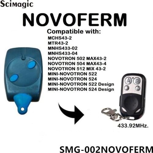 Remote control garage gate door Command for NOVOFERM MCHS43-2 MTR43-2 MNHS433-02 MNHS433-04 NOVOTRON 502 MAX43-2 433.92MHz
