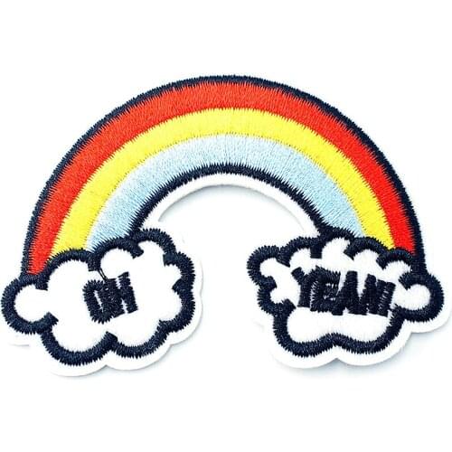 Rainbow (Size:5.0x7.7cm) Iron On Patches Sewing On Embroidered Applique Sewing Clothes Stickers Garment Apparel Accessories
