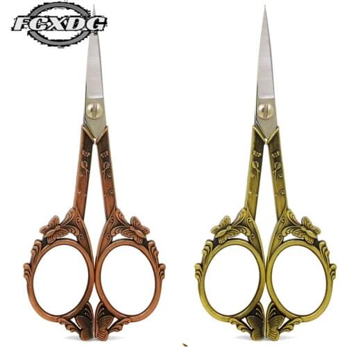 Handmade DIY Sewing Supplies Stainless Steel Antique Scissors Rose Gold Small Embroidery Scissors Sharp Zig Zag Fabric Scissors
