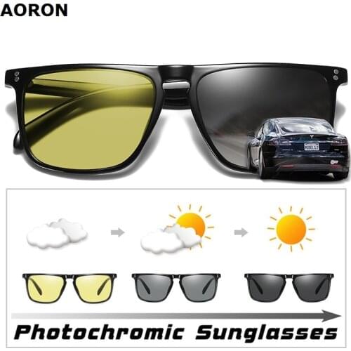 Square Retro Rivet Photochromic Sunglasses Men Polarized Women Sports Sun Glasses Day Night Vision Driving gafas de sol hombre