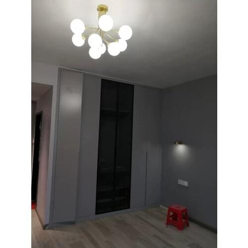Modern LED Chandelier With Round Gray Metal Lampshades For Living Room Nordic Ceiling Mounted Bedroom Lustre