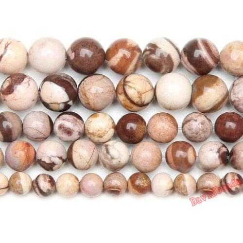 Fctory Price Natural Stone Australia Zebra Jaspers Round Beads 16" Strand 4 6 8 10 12MM Pick Size For Jewelry Making
