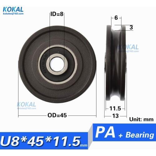 [U0845-11.5] 1pcs Low noise high loading 628RS u Groove sliding door roller wheel 8*45*11.5mm nonstandard bearing u type pulley