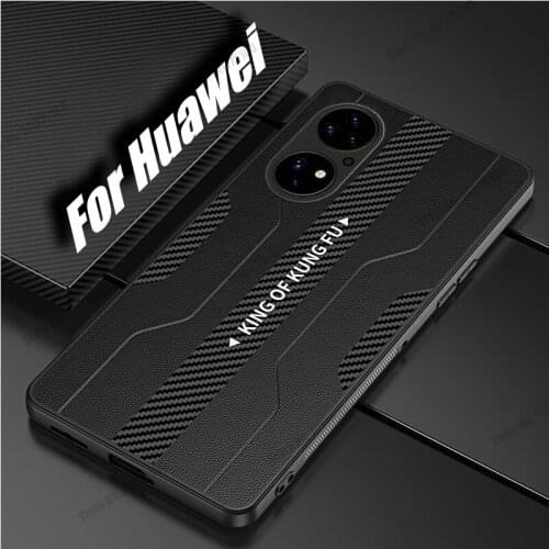 Carbon Fiber PU Leather Shockproof Phone Case For Huawei Honor 50 Pro Play 5T V40 X10 Max TPU Bumper Camera Protection Cover