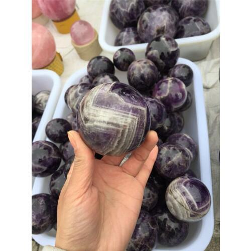 Amazing 100% natural dream amethyst gemstone crystal sphere reiki healing chevron amethyst crystal gemstone ball for decoration