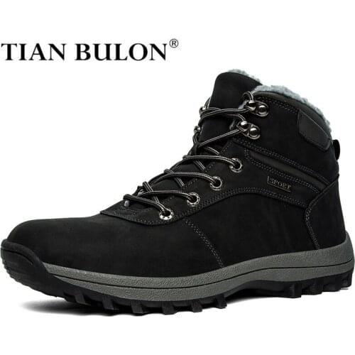 Waterproof Mens Ankle Boots Winter High Quality Mens Desert Tactical Boots Plush Wear-resisting Hiking Boots Men Botas Hombre