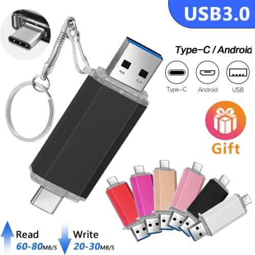 High Speed OTG USB Flash Drive 3.0 Type C Pen Drive 512GB 256GB 128GB 64GB USB Stick 3.0 Pendrive for Type-C Device Best Gift
