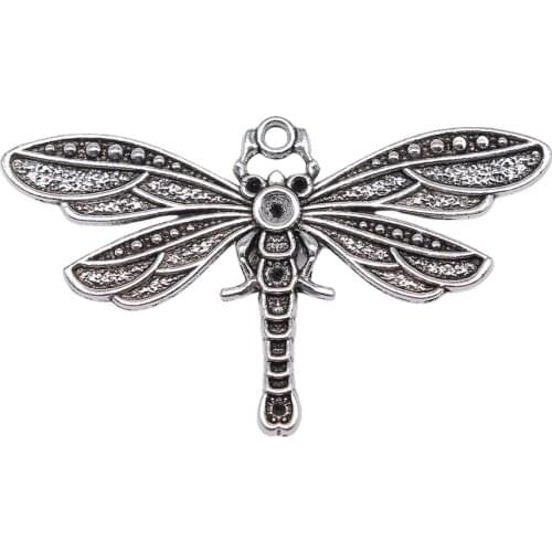 WYSIWYG 2pcs 71x42mm Pendant Dragonfly Dragonfly Charm Pendants For Jewelry Making Antique Silver Color Dragonfly Pendants