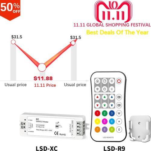XC RGB DMX master Controller;5-24VDC input DMX512 signal output RGB DMX512 master LED Controller;R9 2.4G 27 key SPI remote