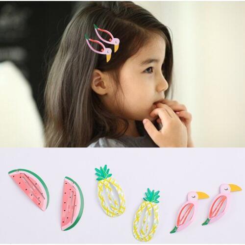 2pcs/pack-Children Color Cartoon Hair BB Clip Little Girl Princess Fruit Shape Head Card Hair Accessories