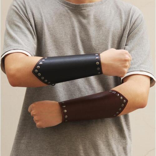 21.5cm x 24.5cm 1Pc Faux Leather Arm Guard Medieval Knight Bracer Halloween Costume Party Props for cosplay kids Halloween fancy