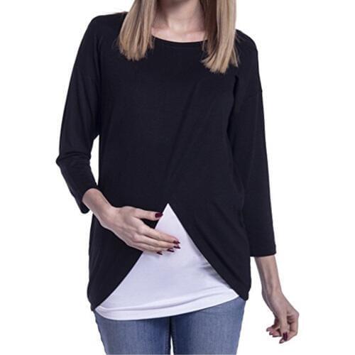 Womens pregnant women breastfeeding wrappers comfortable double shirt T-shirt pregnant women Korean fashion womens clothing