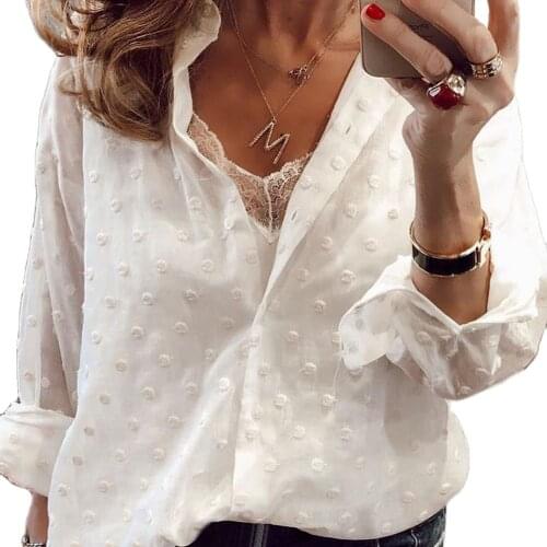 2021 Hot Sale New Chiffon Cardigan Autumn Womens Polka-Dot Jacquard Long-Sleeved Buttoned Temperament Shirt For Women