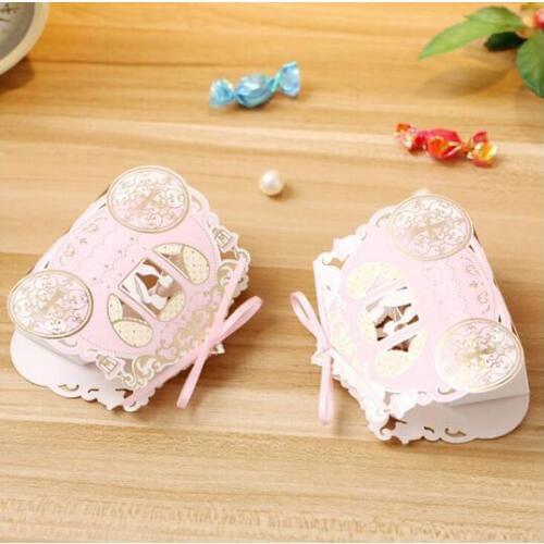 100pcs Carriage Candy Boxes Sweets Packaging Favors Baby Shower Gift Bag DIY Creative Candy Box