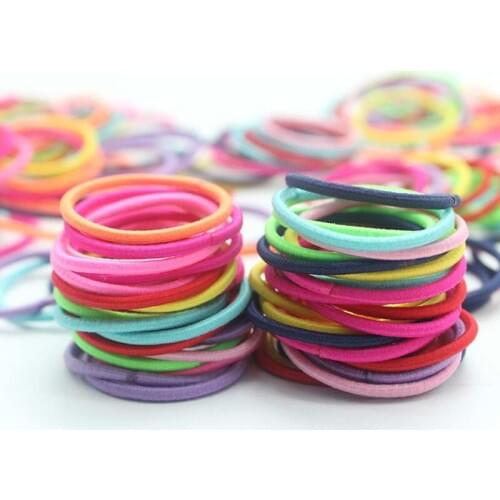 100PCS/Set Girls Nylon Black Elastic Hair Bands Small Rubber Band Headband Scrunchie Fashion Hair Accessories 3cm