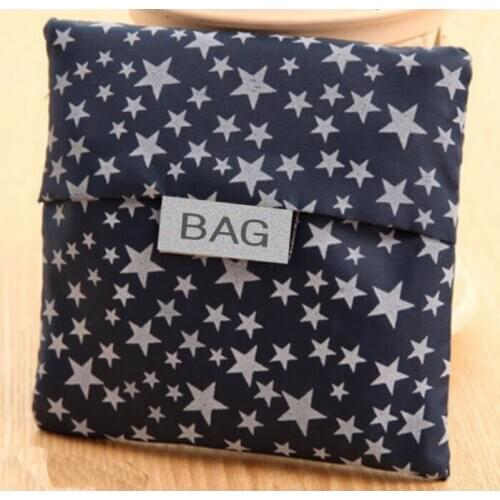 200PCS Fashion printing foldable green shopping bag Tote Folding pouch handbags Convenient Large capacity storage bags