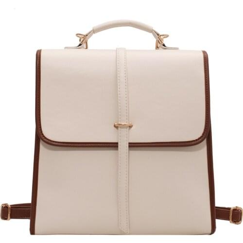 2021 retro ladies college school bag high quality leather small square bag fashion ladies backpack multifunctional shoulder bag