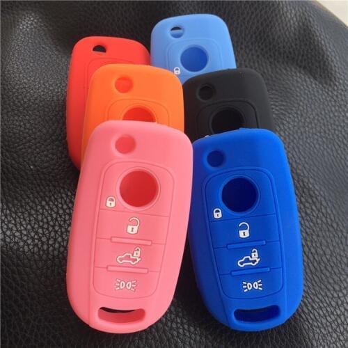 6 color Silicone rubber car key case cover for FIAT Toro 500X nuovo grazie 4 button key case cover shell