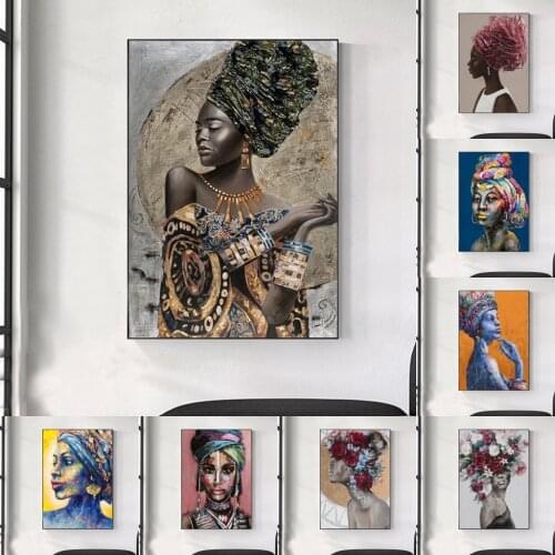 African Black Woman Graffiti Art Posters and Prints Abstract African Girl Canvas Paintings on The Wall Art Pictures Wall Decor