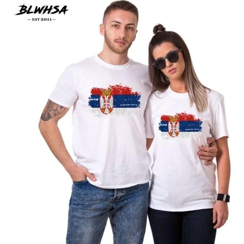 BLWHSA Design Serbia Flag Couples T shirt Sisters Tshirt Fashion Brothers T-Shirts With 100%Cotton Men Tees Tops Women Clothing