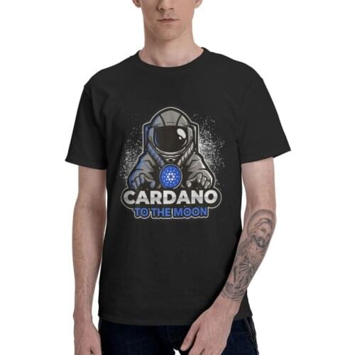 Cardano To The Moon T-Shirts Men Fashion T Shirt Short Sleeve Crypto Vintage Retro Astronaut ADA Tshirts 100% Cotton Tee Tops