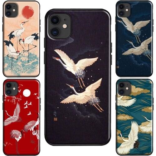 Japanese Cranes Art Case For iPhone 7 8 Plus 6S SE 2020 X XR XS Max Cover For iPhone 12 mini 11 Pro Max Coque