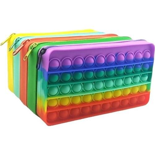 New Push Bubble Fidget Toys Pencil Case Children Stress Relief Squeeze Toy Antistress PopPiite Soft Squishy Kids Toys Gifts