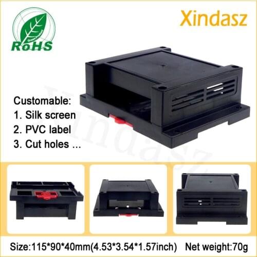 XDI02-12 5pcs/Lot)115*90*40mm Black Plastic electrical box plastic din rail enclosure for electronic box