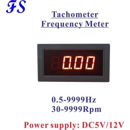YB5135FT LED Digital Frequency Meter 9999Hz Cymometer Freq Panel Meter Tachometer 30-9999Rpm Supply Voltage DC 5V 12V 0.56'' LED