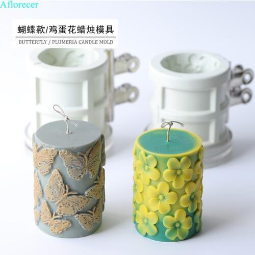 Cylindrical relief handmade candle mold beeswax Butterfly candle geometric mold creative Flower household candle mold