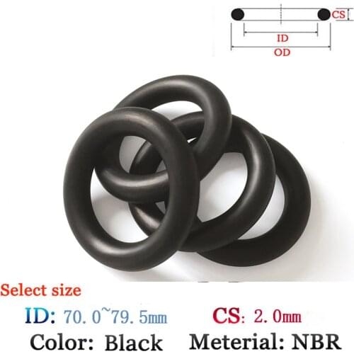 CS 2.0mm ID70.0-79.5mm Plastic O-Ring NBR Gasket FluoroRubber oil and waterproof seal gasket Silicone black Ring Seal Film