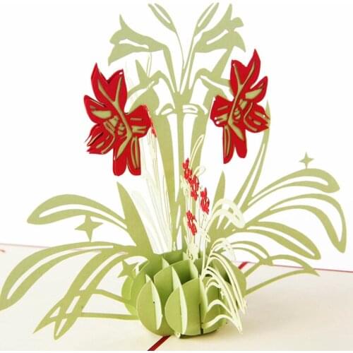 Daffodil flower 3D Pop UP paper laser cut Greeting & Gift Happy Birthday thank you Cards postcards carte postale tarjetas kraft