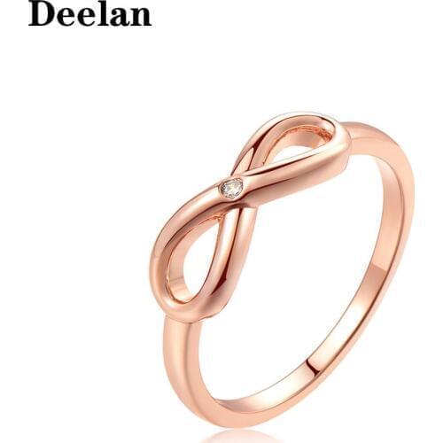 DEELAN Infinity Rings For Women Crystal Zircon 8 Word Jewelry Girl Lucky Number Rose Gold color Wedding Ring Fasion Jewellery