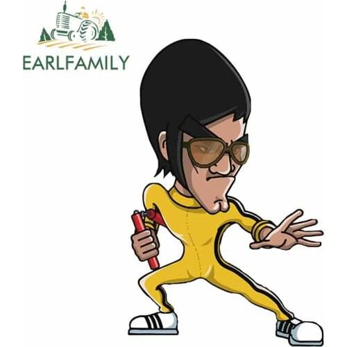 EARLFAMILY 13cm x 8.4cm for Bruce Lee Graffiti Sticker Vinyl Material Bumper Decoration Fashion 3D Vinyl Car Wrap Decal Decor