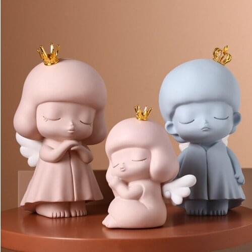 Art Resin Cute Angel Piggy Bank Character Sculpture Decoration Living Room Wine Cabinet Childrens Room Desktop Decoration Gift
