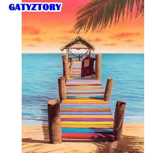 GATYZTORY Painting By Number Multicolour Bridge Drawing On Canvas Handpainted Art Pictures By Number Scenery Kits Home Decor Diy
