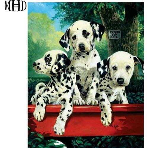 MHD Full Round 5D DIY Diamond Embroidery Dog Crystal 3D Diamond Cross Stitch Animal Mosaic Rhinestone Painting Needlework