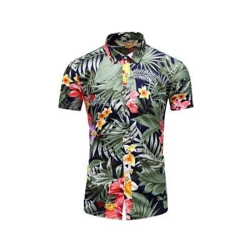 Men Casual Basic Tops Plus Size M-7Xl 2021 New Mens Slim Fit Flower Printed Shirts Male Short Sleeve Floral T Shirt