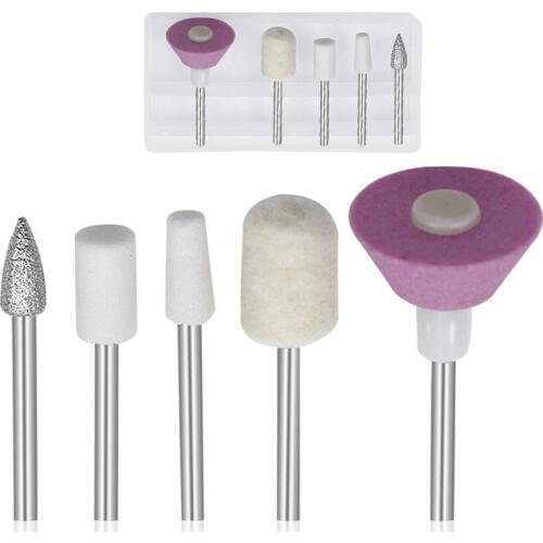 5pc Electric Nail Drill Bit Ceramic Tungsten Carbide Polishing Grinding Head For Manicure Machine milling cutters Nail Art Tools