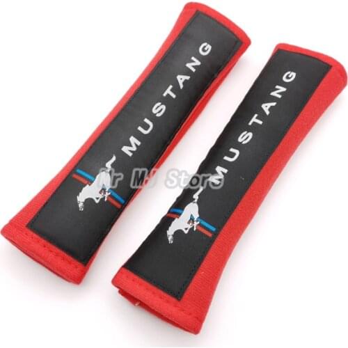 Nylon embroidery for mustang emblem car seat belt cover soft shoulder pad For Ford focus 2 fiesta auto accessories
