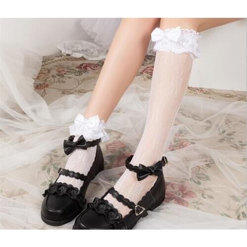 Maid Lolita Socks Cosplay Costumes Accessories Nylon Lace bow Socks Anime Cartoon Girl Gift D357
