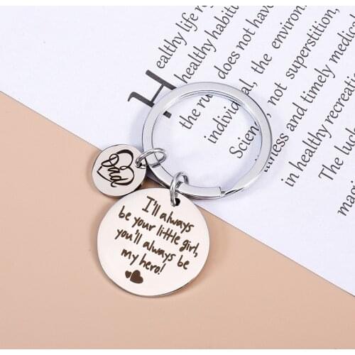 Personalized Keychain I'll Always Be Your Little Girl You'll Always Be My Hero Keyrings Fashion Jewelry Dad Gift From Daughter