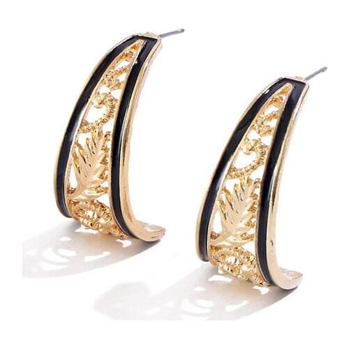 KOMi Hawaiian Polynesia Metal Alloy Hollow Flower Arc Earrings Ladies Evening Party Fashion Jewelry Gift Brinco GJZ794