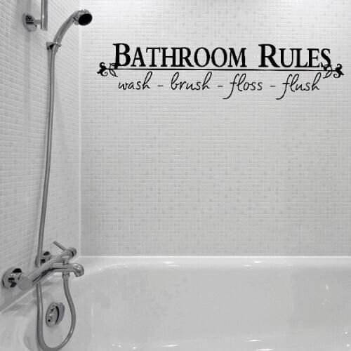"BATHROOM RULES," home decoration Quotes Black Vinyl Sticker Toilet Home Decor removable Hot