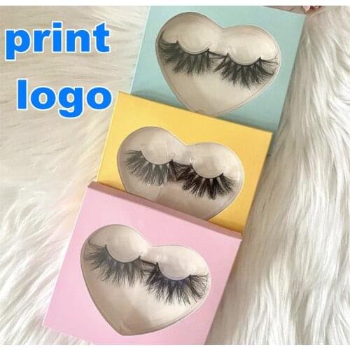 Heart window 4 candy color print logo Wholesale Lashes Boxes Empty Eyelash Package Boxes Case 8-25mm Lashes square Box