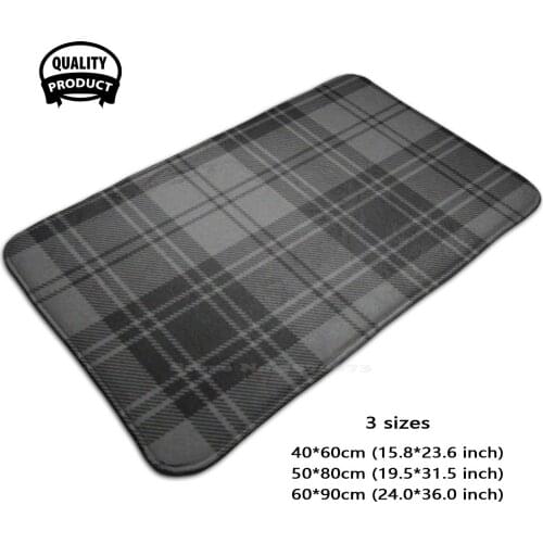 Grey Flannel Comfortable Door Mat Rug Carpet Foot Pad Flannel Background Texture Textile Tartan Gray Grey Black Cloth Fashion