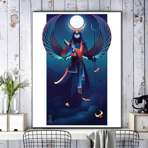 Nordic Home Decor Ancient Egypt and Greek Mythology Poster Khonsu Canvas Painting Wall Art Prints Abstract Picture Frameless